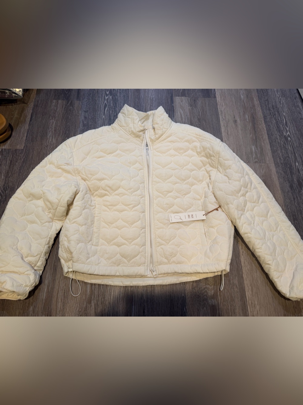 Love Tree white/Cream Quilted Zip-Front packable coat